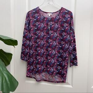 Charming Charlie Floral Print Sweater High Low M